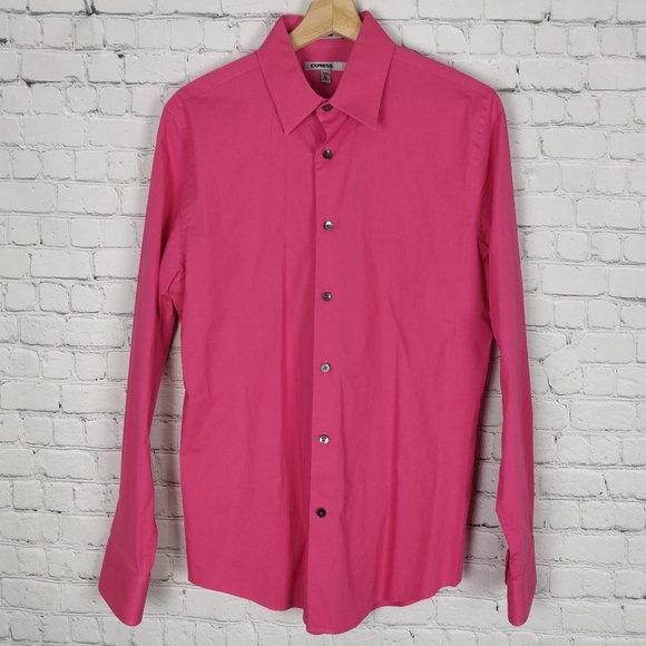Express Other - Express 1MX Button Down Bright Pink Medium 15 1/2